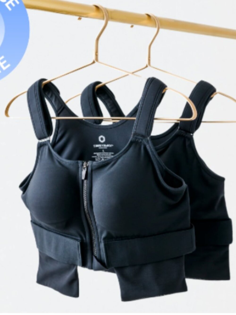 Plus Three Strands Recovery Mastectomy Black Stretchy Bras Velcro Zipper 2X - Picture 2 of 7